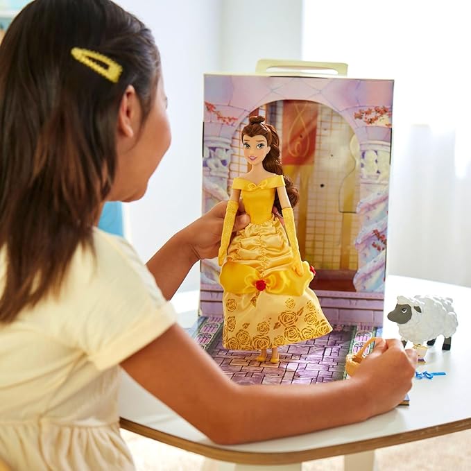 Disney Store Official Belle Story Doll - 11 Inches - Includes Coloring Book and Additional Dress, Princess Doll in Classic Outfit, Disney Princess Toys