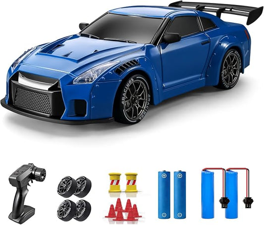 ACAMMZAR RC Drift Car, 1:24 Remote Control Car for Kids, 20KM/H 4WD High Speed RC Cars with Lights, Extra Racing Tires, Vehicle for Adults Boys Girls