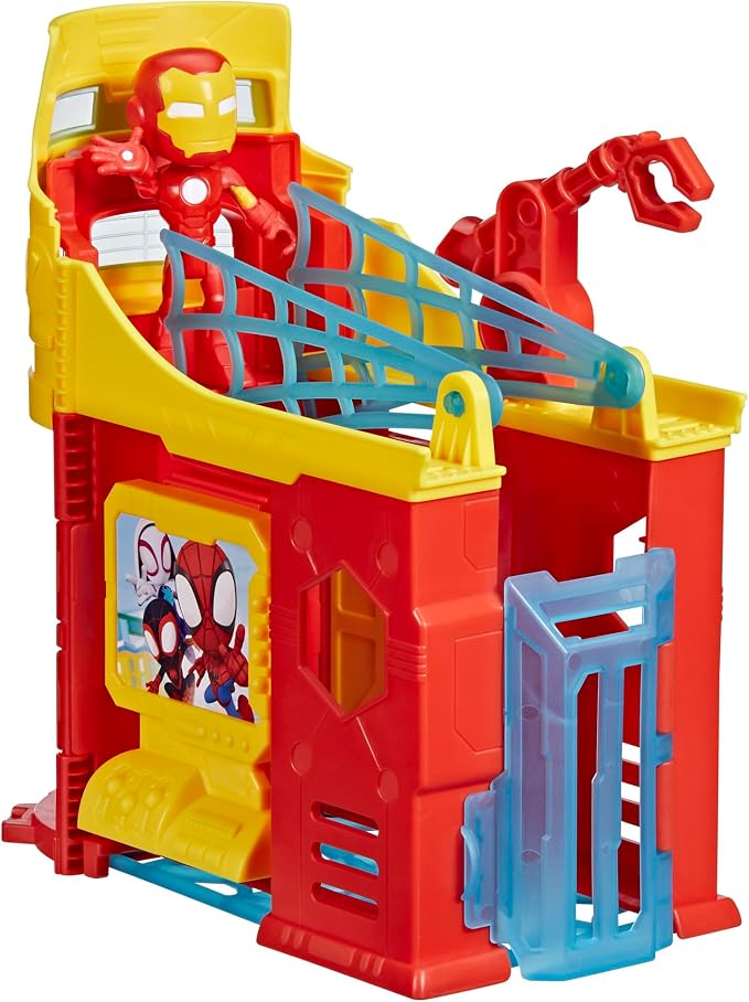 Spidey and his Amazing Friends Stark Tower Playset, Includes 4-Inch Iron Man Action Figure, Marvel Super Hero Toys for Kids 3 and Up