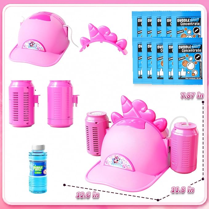 Bubble Machine for Toddlers 3-5, Bubble Blower Maker Lights Music, Hat Bubble Machine Summer Kids Toys for Weddings Birthdays Party Indoor Outdoor Backyard Camping