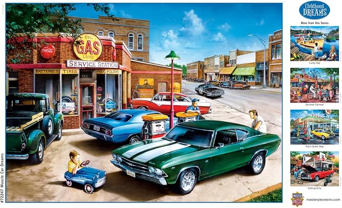 MasterPieces 1000 Piece Jigsaw Puzzle - Muscle Car Dreams, Adult 1000 Piece Cars Puzzle, Fun for Family & Youth, Matte Finish, 19.25" x 26.75"