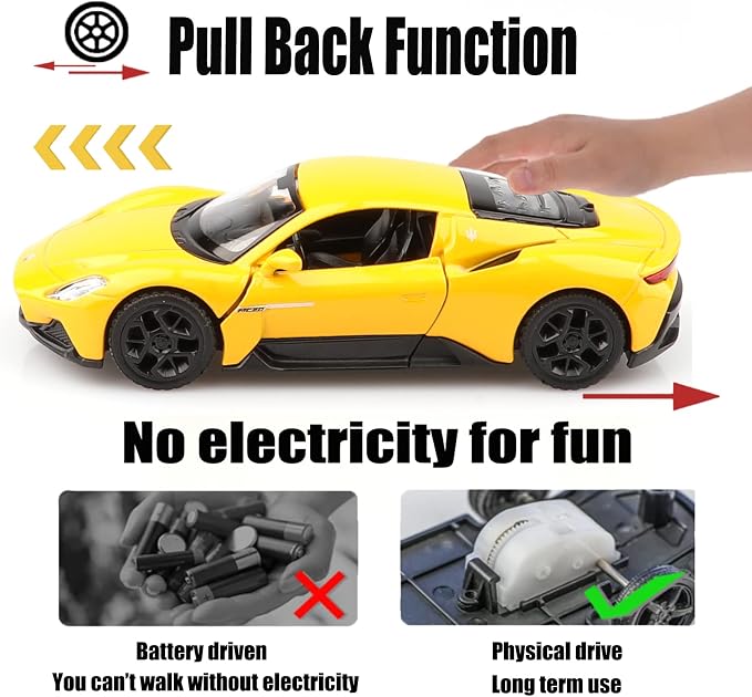 TOKAXI 1/36 Scale Maserati MC20 Diecast Model Car,Pull Back Vehicles Toy Cars,Cars Gifts for Boys Girls