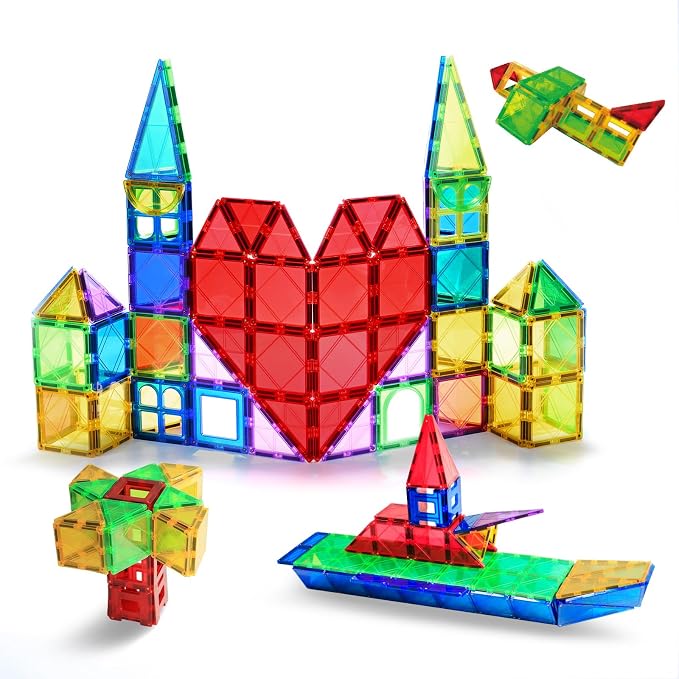 MAGBLOCK Magnetic Tiles Toys for Kids Magnet Building Tiles 100 Pcs Magnetic Blocks Preschool Building Sets Educational Toys for Toddlers Boys and Girls.