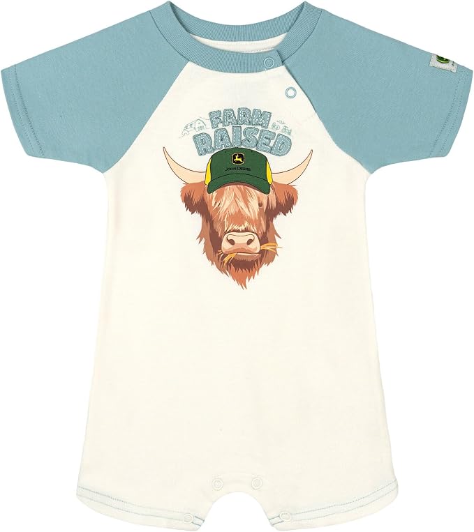 John Deere Baby Boys' One Piece Short Sleeve Romper Newborn to Infant