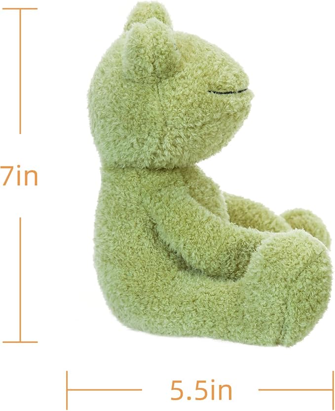 Apricot Lamb Frog Plush Stuffed Animals for Kids, Soft Cute Plush Toys for Baby Girl and Boy, Fluffy Frog Green 7 Inches