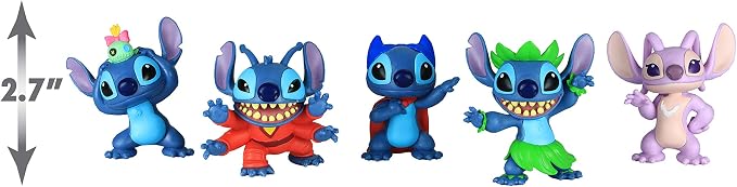 Disney’s Lilo & Stitch Collectible Stitch Figure Set, 5-pieces, Kids Toys for Ages 3 Up by Just Play