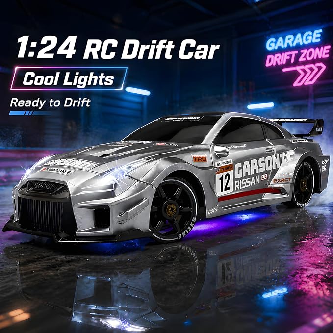 HTURCCOP 1:24 RC Drift 2.4GHz with LED Light Race Car Toys for Boys and Girls Aged 6+ Speed Adjustable up to 23Km/H, High-Speed RC Racing Cars Toy Gift for Boys & Girls