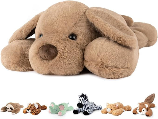 Niuniu Daddy 25" 5lb Dog Weighted Stuffed Animal forKids and Adults, Soft Sensory Plush Body Pillow for Calming Support, Large Animal Toy for Everyday Comfort