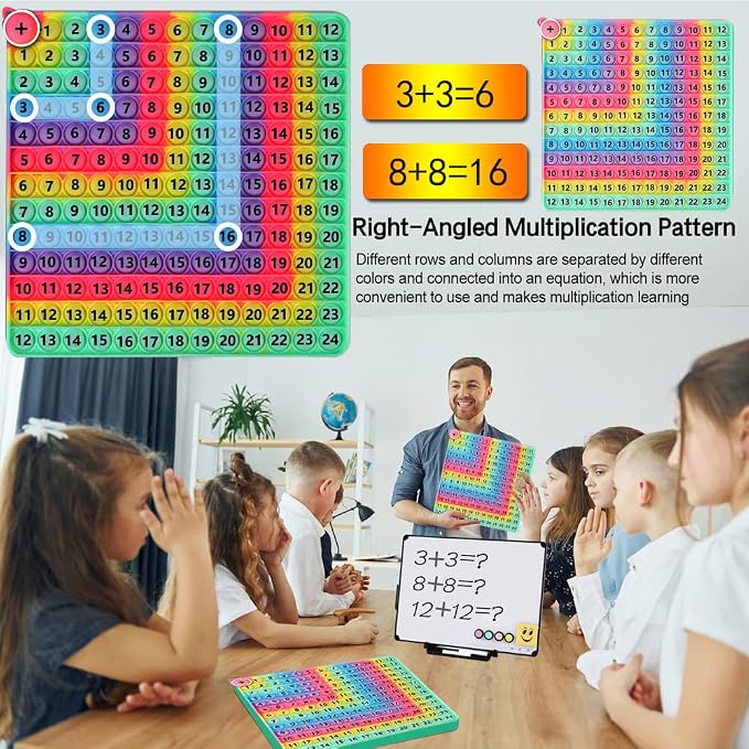 Multiplication & Addition Game Table Division Flash Cards 3rd Grade pop-up Fidget Math Toy, Create Various Math Learning Toy Times Table Number Blocks (Double-Sided Printed)