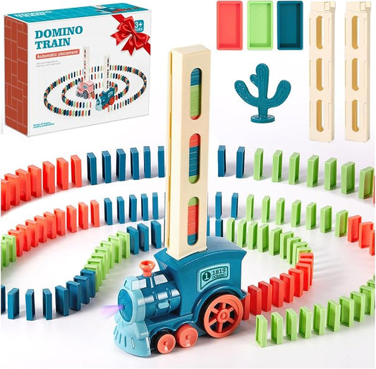 200 PCS Domino Train Toys Set, Automatic Dominos Building and Stacking Creative Game for 3+ Year Old, Electric Dominoes Stem Montessori Toys for Kids Autistic Boys 3 4 5 6 Year Old Birthday Gifts