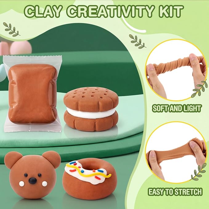 VioraWhite 216 Pcs 76 oz Brown Air Dry Clay Bulk Ultra Light Modeling Clay for Kids DIY Magic Foam Gifts Safe and Non Toxic for Sculpting Boys Girls Kids School Birthday Gifts
