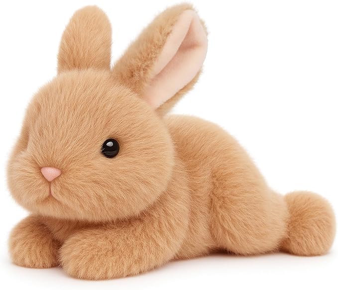 Adorable Easter Bunny Stuffed Animal Soft Brown Rabbit Plush Toy Cute Birthday Easter Gifts for Boys Girls Kids Toddlers