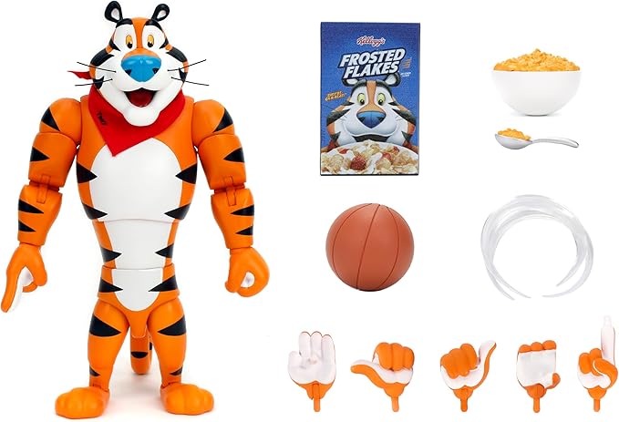 Jada Tony The Tiger Frosted Flakes 6" Action Figure, Highly Articulated, Collectible, Nostalgic Detail, Exclusive Packaging