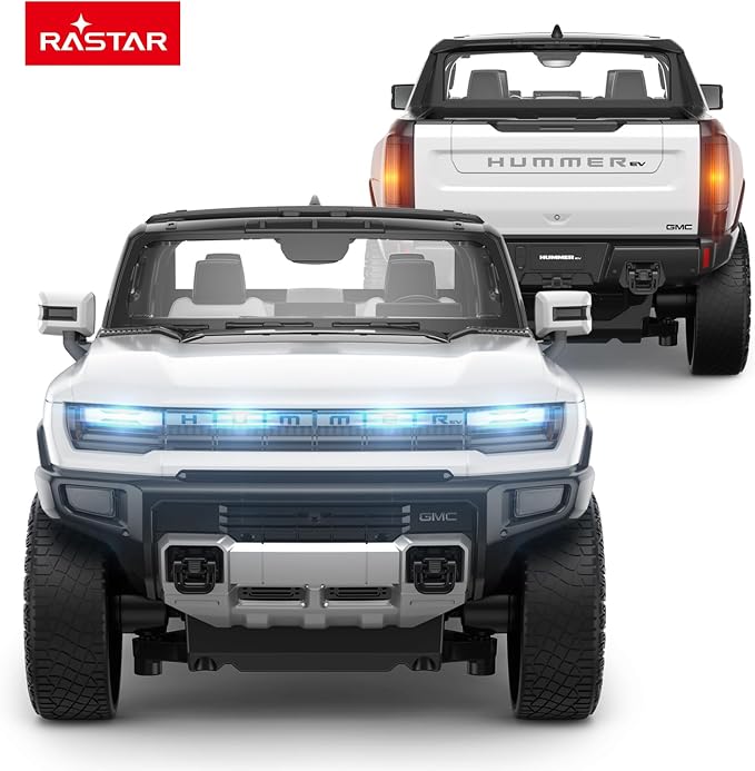 RASTAR Remote Control Car 1/16 Scale GMC Hummer EV Pickup RC Car, Electric Off-Road Monster, RC Hummer Truck for Kids Boys, White 2.4G