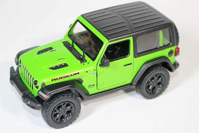 KiNSMART - Jeep Wrangler Rubicon Off Road 4x4 5 inch 1:34 Scale Die Cast Model Replica Toy Car (Green Hardtop)