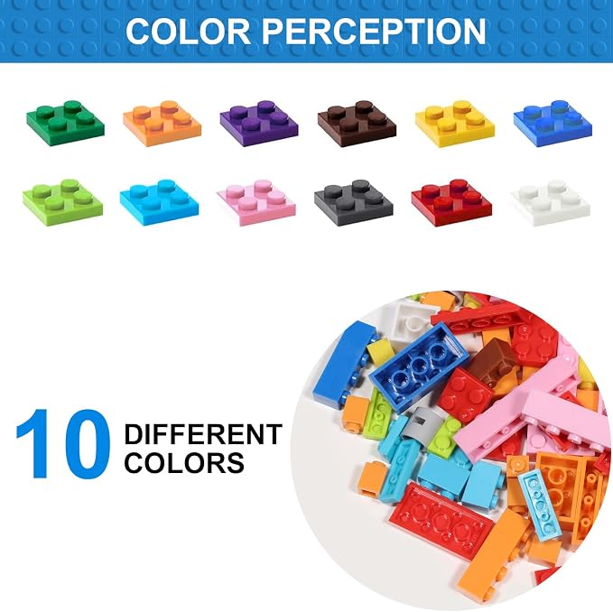 1000 Pieces Building Bricks, Classic Building Bulk Blocks for Kids with 12pcs Wheels Accessories, Windows, Doors, 2 Packs Studs Sticky Plate, Compatible with All Major Brands, Gfits for Kids