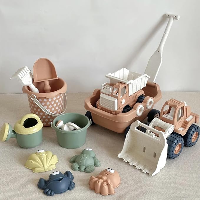 Beach Toy Set – Premium Sand Toys with Shovel & Molds, Eco-Conscious Travel Beach Kit for Outdoor Play & Summer Adventures (Bulldozer)