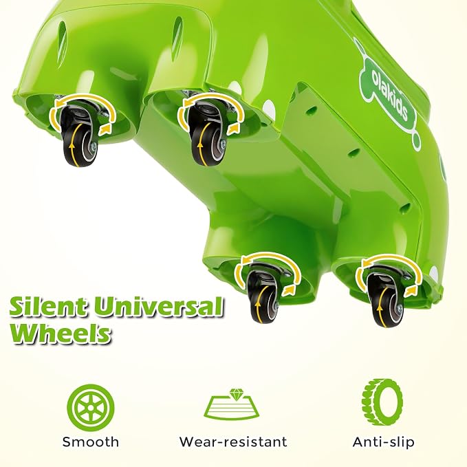OLAKIDS Ride on Push Car, Kids Foot-to-Floor Sliding Car with Universal Wheels, Light, Sound, Under-Seat Storage, Ride on Toy for Toddlers Boys Girls Aged 3+ Years (Green)
