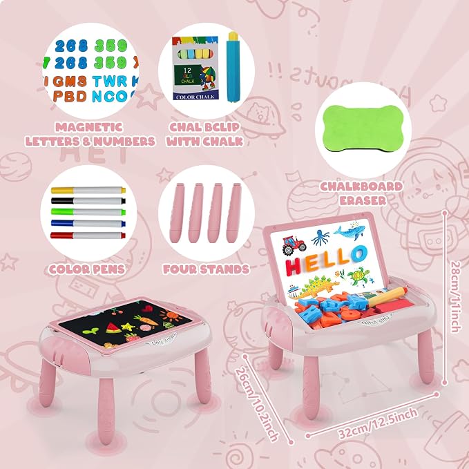 Cokzer Toys for 1-2 Year Old Girls, Toddler Girl Toy with Magnetic Letters and Numbers, Learning and Educational Toys for 1 2 Year Old, Girls Birthday (Pink Red)