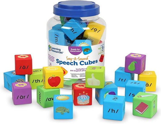Learning Resources Say-a-Sound(TM) Speech Cubes, Preschool Learning Activities, ABC Flash Cards, Speech Therapy Toys, Gifts For Kids, Ages 3+, 16 Pieces