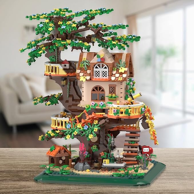 RAVAYO Forest Tree Building House Blocks Set with LED, Creative Toy for Adults Teen 14+, Mini Brick 2071pcs