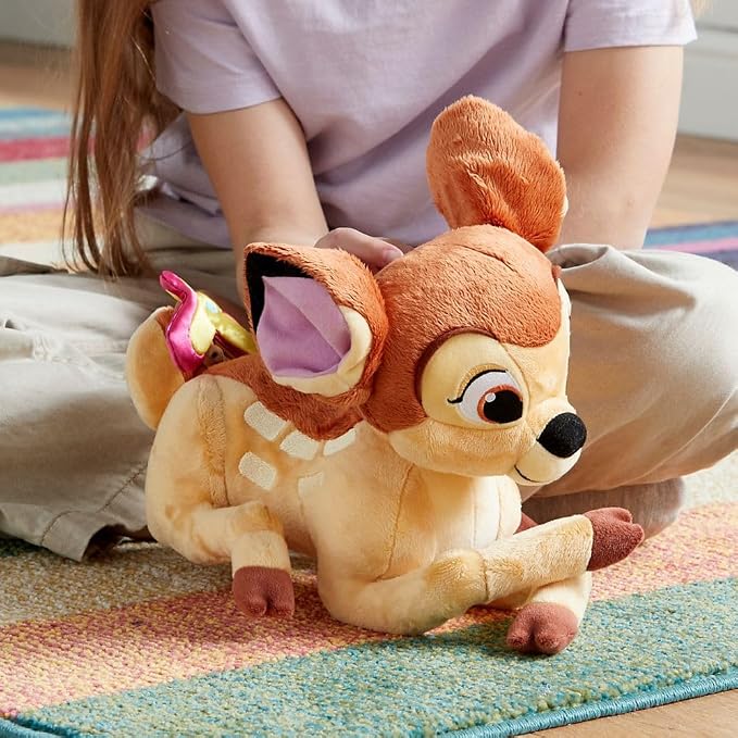 Disney Store Official Bambi Medium Soft Toy for Kids - Cuddly Character with Fuzzy Texture, Embroidered Details, & Satin Butterfly - Disney Plushy Suitable for All Ages