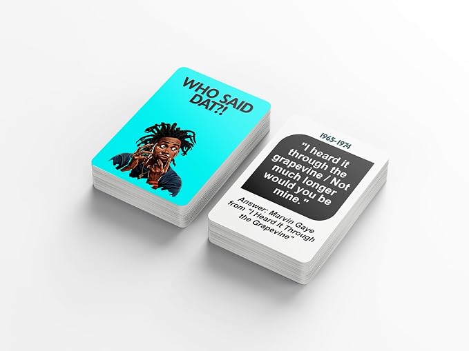 Kinfolk Who Said Dat: R&B Trivia Card Game – Name That Artist Challenge Featuring 76 Classic Lyrics & Quotes | Fun Music Game for Teens & Adults | Great for Parties, Cookouts & Late-Night Laughs
