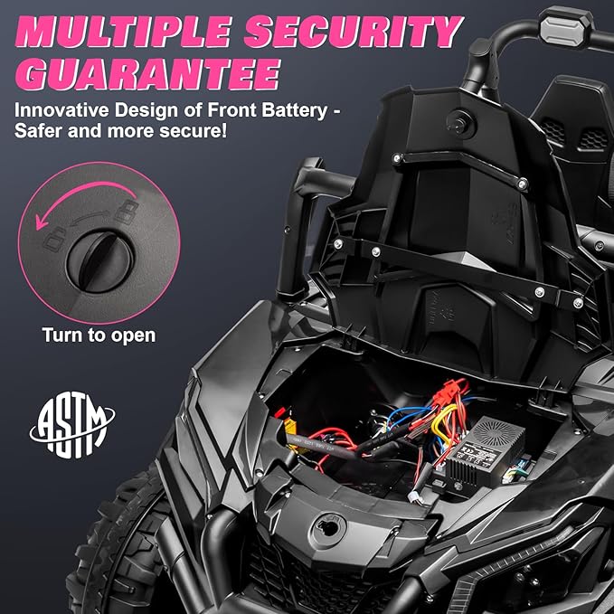 JOYRACER 24V Ride on Car for Big Kids, 4x4 Off-Road UTV w/800W Powerful Motors, Remote Control, 5 Mph Max Speed, Bluetooth, MP3, Lights, 20" Two Seater Ride On Toys for Kids, Black
