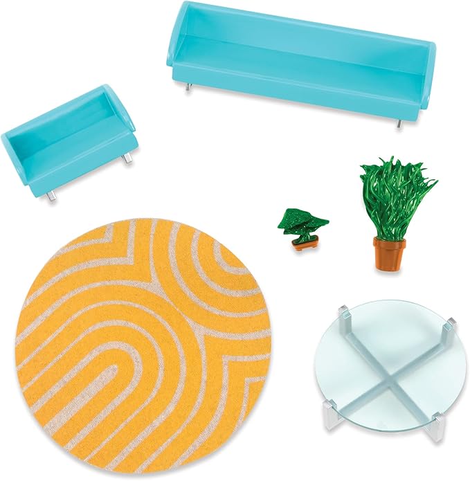 Lori – Living Room Set for Mini Dolls – Furniture for 6-Inch Dolls – Dollhouse Accessories – Couch, Table, Rug, Plants – 3+ Years– Urban Living Room Set