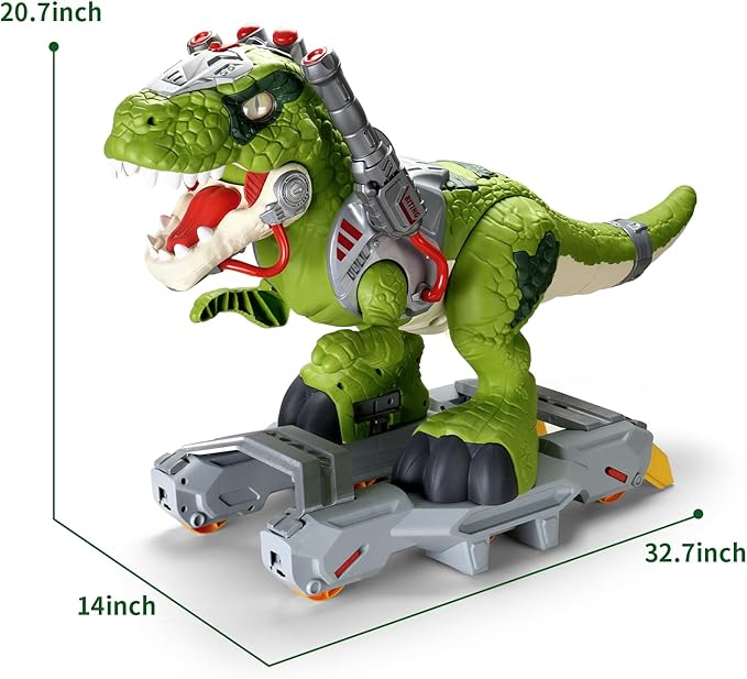 Dinosaur Ride On Toy Cars for Kids, Toddler Electric Ride On Toys with Music, Light & Smoke, Preschool Kids Scooter Foot-to-Floor Walker Indoor Outdoor,Birthday Xmas Gifts for Boys Age 3 4 5