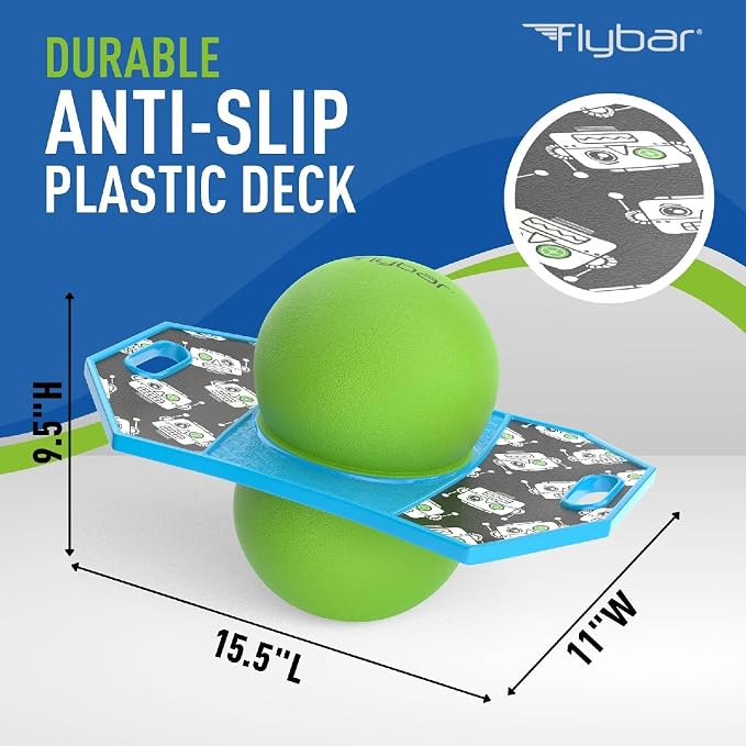 Flybar LED Pogo Trick Ball for Kids Balance Bounce Board w/Anti-Slip Deck