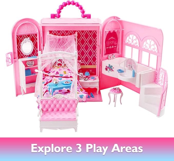 deAO Doll Houses Portable Backpack for Girls Toy House Baby Dollhouse Bedroom Furniture for 3 to 8 Years Olds Toddler Kids…