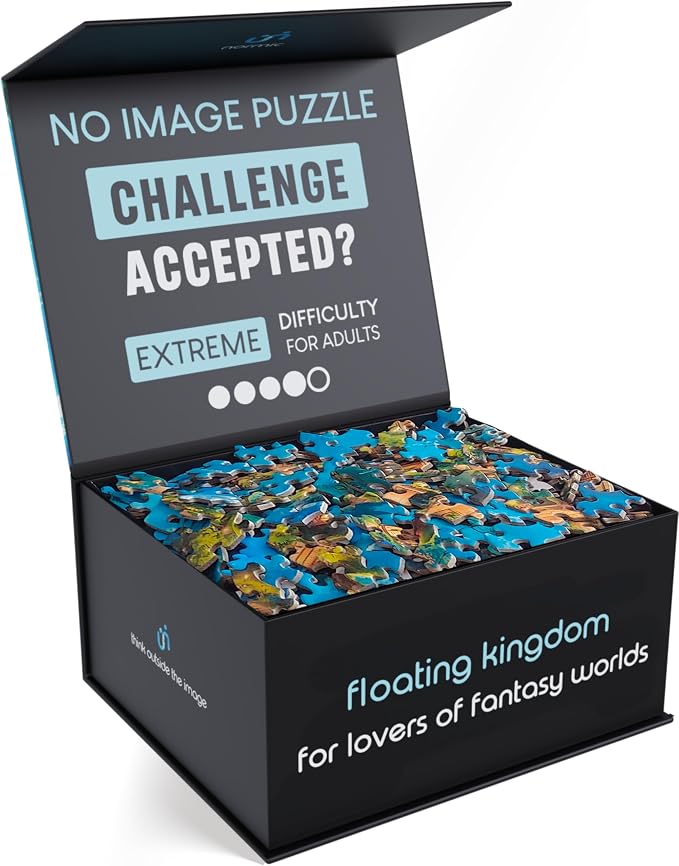 No Image Puzzle 1000 Irregular Pieces Extreme Difficult Jigsaw Challenge Adults Hardest Puzzle No Guide Ultimate Brain Teaser Hard Level Floating Kingdom Mystery Unique Gift
