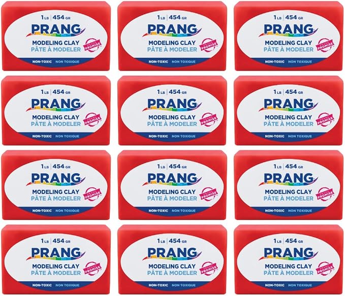 Prang Modeling Clay, Red, 1 lb. Block, Case of 12 Blocks, 192 oz. Total | Pliable, Non-Hardening, Non-Staining, Easy Clean-Up, Perfect for Preschool and Elementary Aged Children
