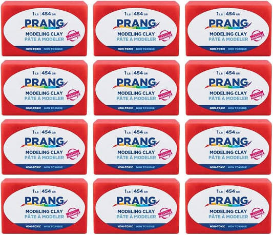 Prang Modeling Clay, Red, 1 lb. Block, Case of 12 Blocks, 192 oz. Total | Pliable, Non-Hardening, Non-Staining, Easy Clean-Up, Perfect for Preschool and Elementary Aged Children
