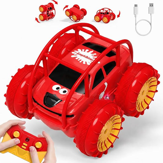 Remote Control Car, Fast Direct Charging RC Cars Amphibious 360° Rotating LED Rechargeable Stunt Car 2.4Ghz 4WD All Terrain RC Race Cars Toy Christmas Birthday Gift for Kids Boys Girls Aged 3-12 years