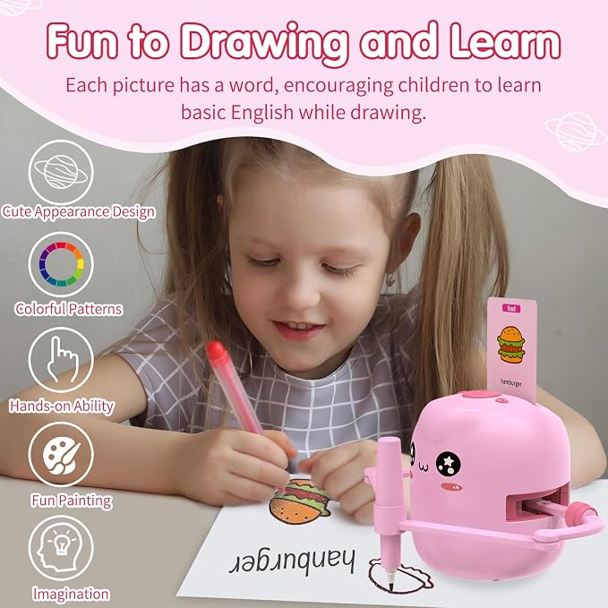 Drawing Robot for Kids, Voice Interactive Educational Drawing Robot, Montessori Painting Learning Toys with 150 Cards, Christmas Birthday Party Gift for 3 4 5 6 7 8 Years Old Girls Boys