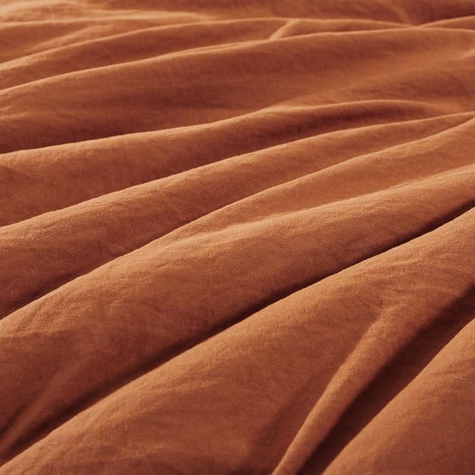 WRENSONGE Twin XL Comforter Set- 5 Pieces Burnt Orange Bed in a Bag, All Season Twin XL Bedding Sets with 1 Fitted Sheet, 1 Flat Sheet, 1 Pillow Sham and 1 Pillowcase
