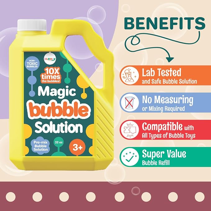 32 oz Iridescent Bubble Solution Refill | Non-Toxic Pre-Mix Bubble Refill Solution No Mixing or Measuring Required | Bubbles for Kids | Bubbles Bulk | Bubble Machine Solution | Giant Bubble Solution