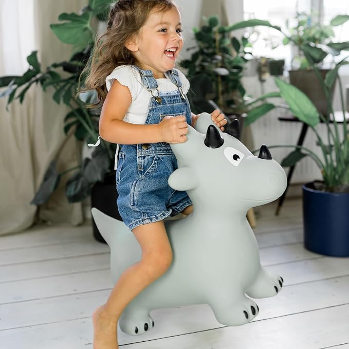 Kindsgut Bouncy Animal Hopper – Inflatable Bouncing Ride-On Toy for Kids & Toddlers Age 2+, Designed in Germany, Indoor & Outdoor, Dino