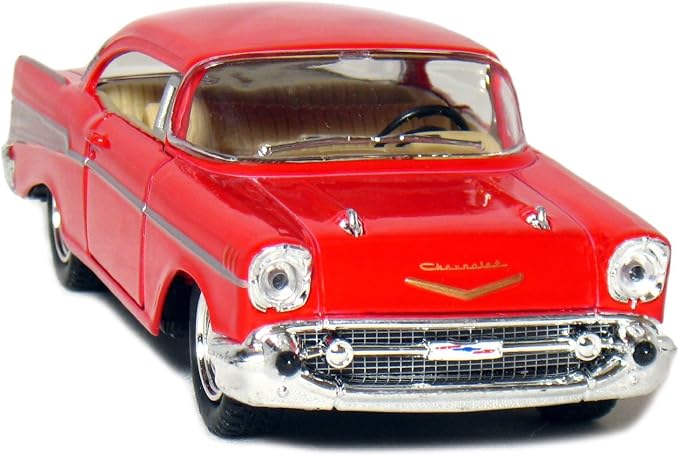 KiNSMART 1957 Chevy Bel Air Coupe 1:40 Scale 5" Die Cast Metal Classic Toy Car (Red)