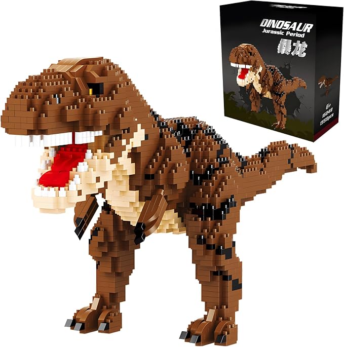 CSNRHG Dinosaur Tyrannosaurus Building Blocks Model Decor Micro Mini Blocks Toy Birthday for Age 6+ Children Adults Teens 1559 Pieces
