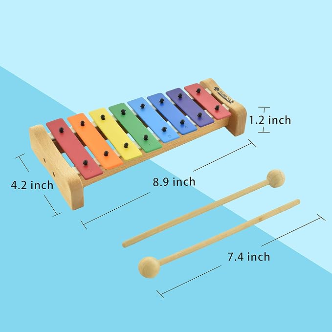 Xylophone with Harmonica for Kids Orff Instruments Wooden Xylophone with Mallets Toddler Baby Musical Instrument Educational Music Toys Christmas Day Gifts for Boys Girls