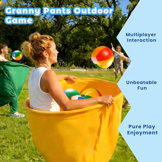 Granny Pants Yard Game Set (2 Pack), Funny Granny Pants Outdoor Game for Kids & Adults, Easy Setup Toss Game with Giant Pants & Balls, Backyard Family Party Game for Small Groups