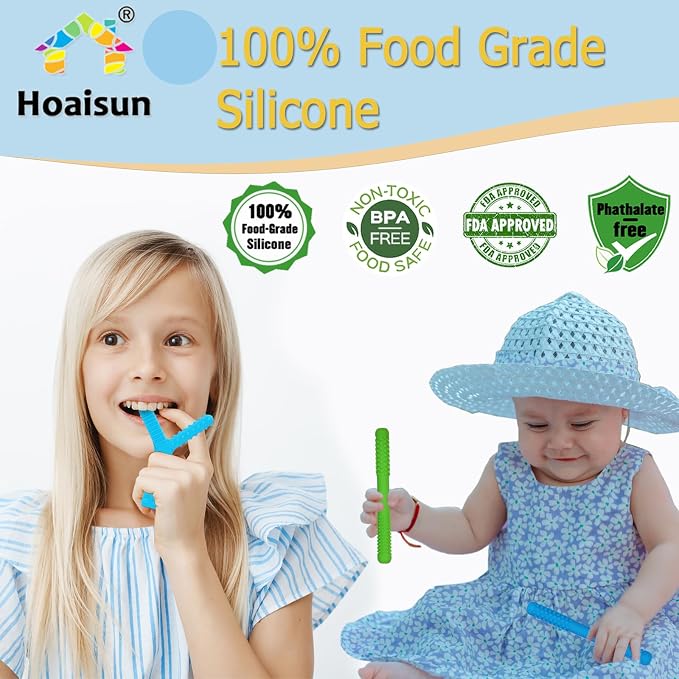 Sensory Chew Toys for Autistic Children 4 Pack, Silicone Teething Straws Toys for Autism, ADHD, SPD, Biting or Special Needs, Sensory Toys for Toddlers 1-3 Oral Motor Tools Relief Stress, Anxiety