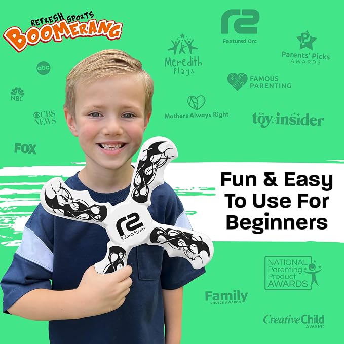 Boomerang for Kids - It Really Does Fly Back - Fun & Easy to Use Toy for Boys & Girls - Soft Foam Design Allows for Safe Play & Great Beginner Toy Gift Idea for Boys - Birthday Gift Ideas Stuffers