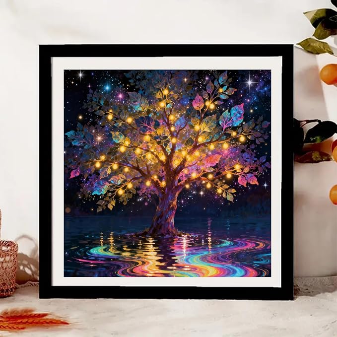 Paint by Numbers for Adults and Kids Beginner, Tree of Life Painting by Number Kits On Canvas Number Artist Paint by Number Kit Oil Painting Acrylic Paints Home Wall Decor Gift 13.7X13.7 inch
