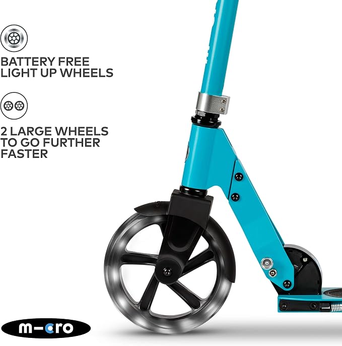Micro Kickboard | Cruiser LED Kids Scooter for Ages 6–12 | 2 Wheel | Foldable with Kickstand | Adjustable Handlebar | Motion-Activated PU LED Wheels | Swiss Design