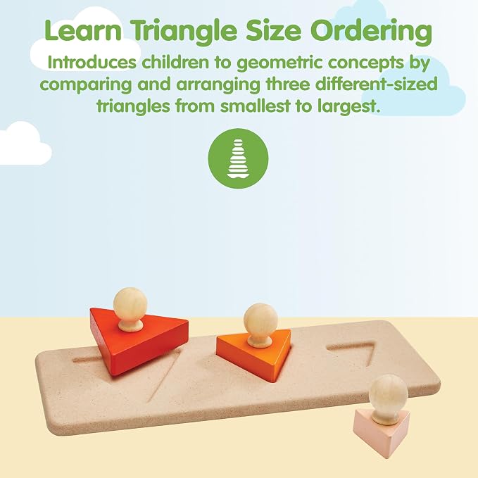PlanToys® Triangle Matching Puzzle Wooden Sorting & Logic Toy for Kids Ages 3+ | Montessori Educational Game for Fine-Motor Skills & Spatial Reasoning | Eco-Friendly Learning Toy