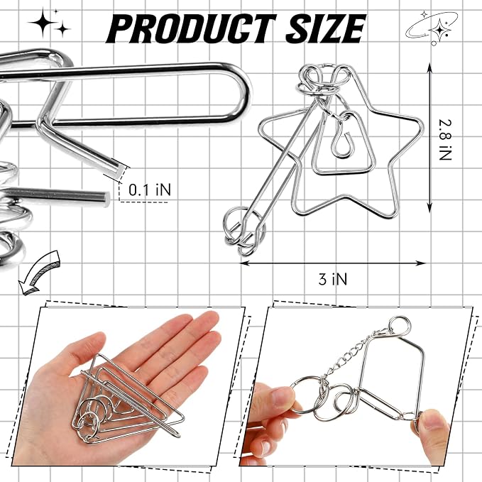 24 Packs Large Metal Bulk IQ Wire Metal with Paper Box Gift Package Educational Valentine Gifts Easter for Party Favor Adults Challenge Gifts(Black,Unique Styles)
